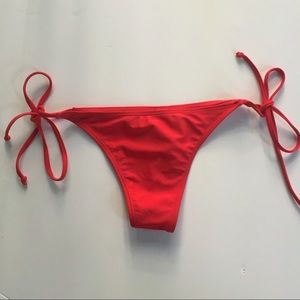 Red Side Tie Thong Bikini Bottoms